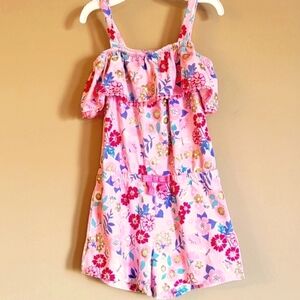 Pink floral one piece short outfit